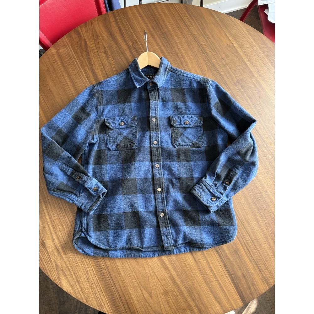 Jachs New York Men's Blue & Black Buffalo Plaid Flannel Shirt - Sz L (Slim)